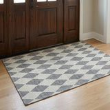 3' X 5' Gray And Ivory Geometric Shag Washable Area Rug With UV Protection - HomeRoots - Flyclothing LLC
