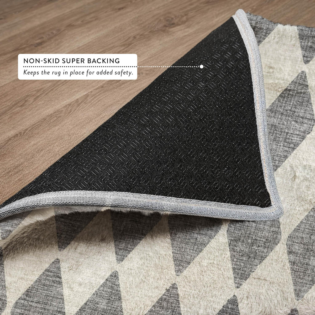 3' X 5' Gray And Ivory Geometric Shag Washable Area Rug With UV Protection - HomeRoots - Flyclothing LLC