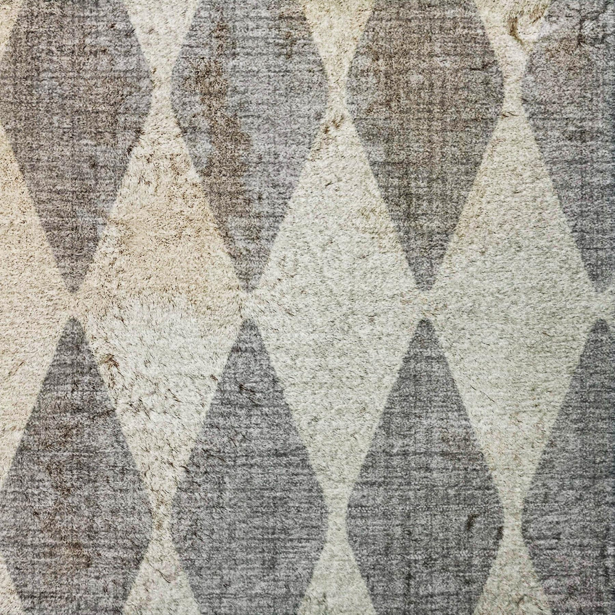 3' X 5' Gray And Ivory Geometric Shag Washable Area Rug With UV Protection - HomeRoots - Flyclothing LLC