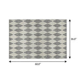 3' X 5' Gray And Ivory Geometric Shag Washable Area Rug With UV Protection - HomeRoots - Flyclothing LLC