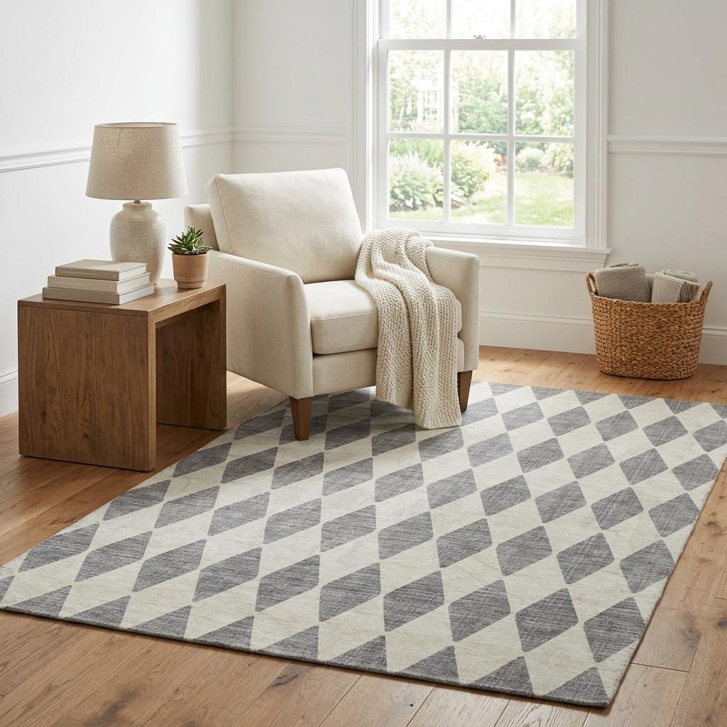 5' X 8' Gray And Ivory Geometric Shag Washable Area Rug With UV Protection - HomeRoots - Flyclothing LLC