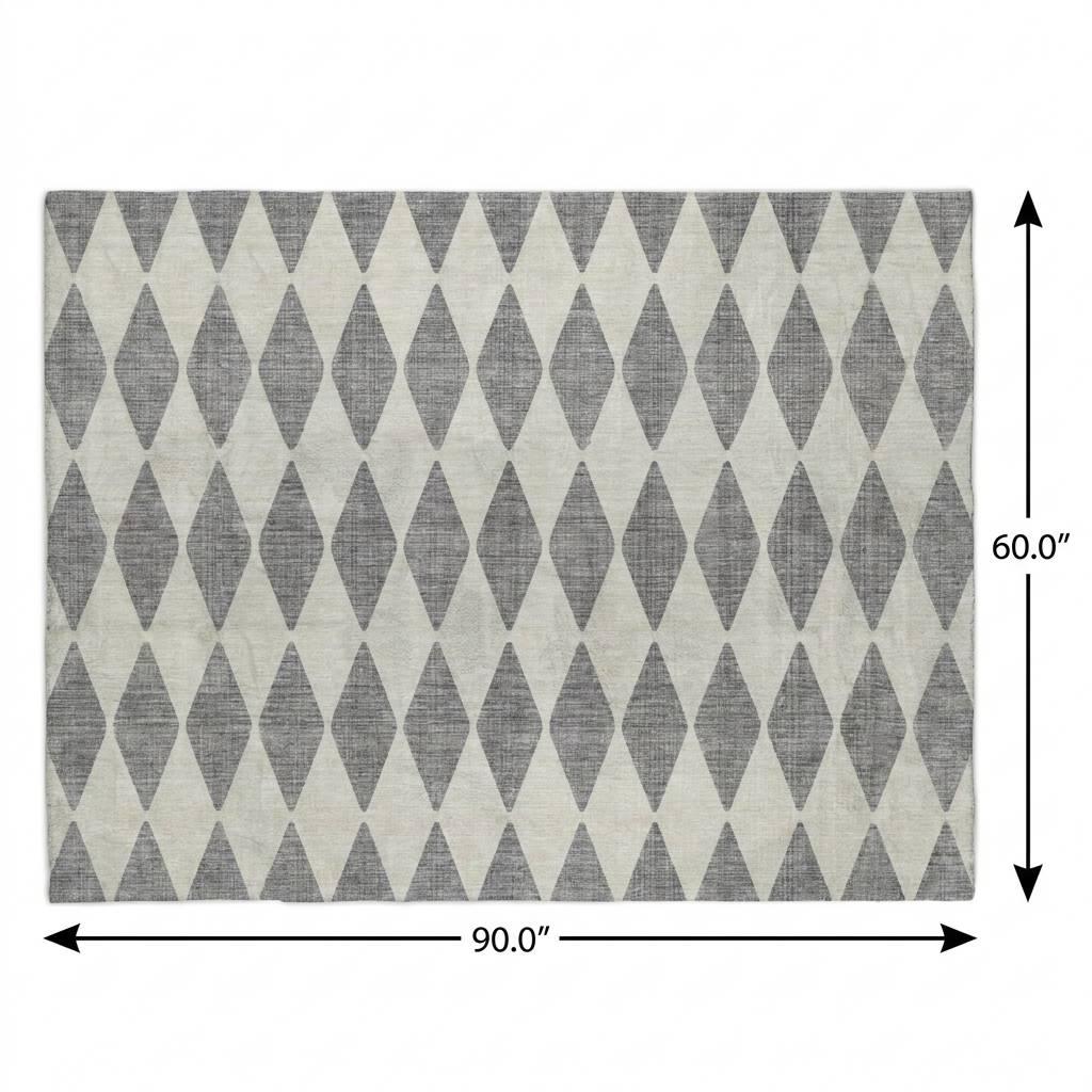 5' X 8' Gray And Ivory Geometric Shag Washable Area Rug With UV Protection - HomeRoots - Flyclothing LLC