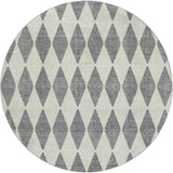 8' Gray And Ivory Geometric Shag Washable Round Rug With UV Protection - HomeRoots - Flyclothing LLC
