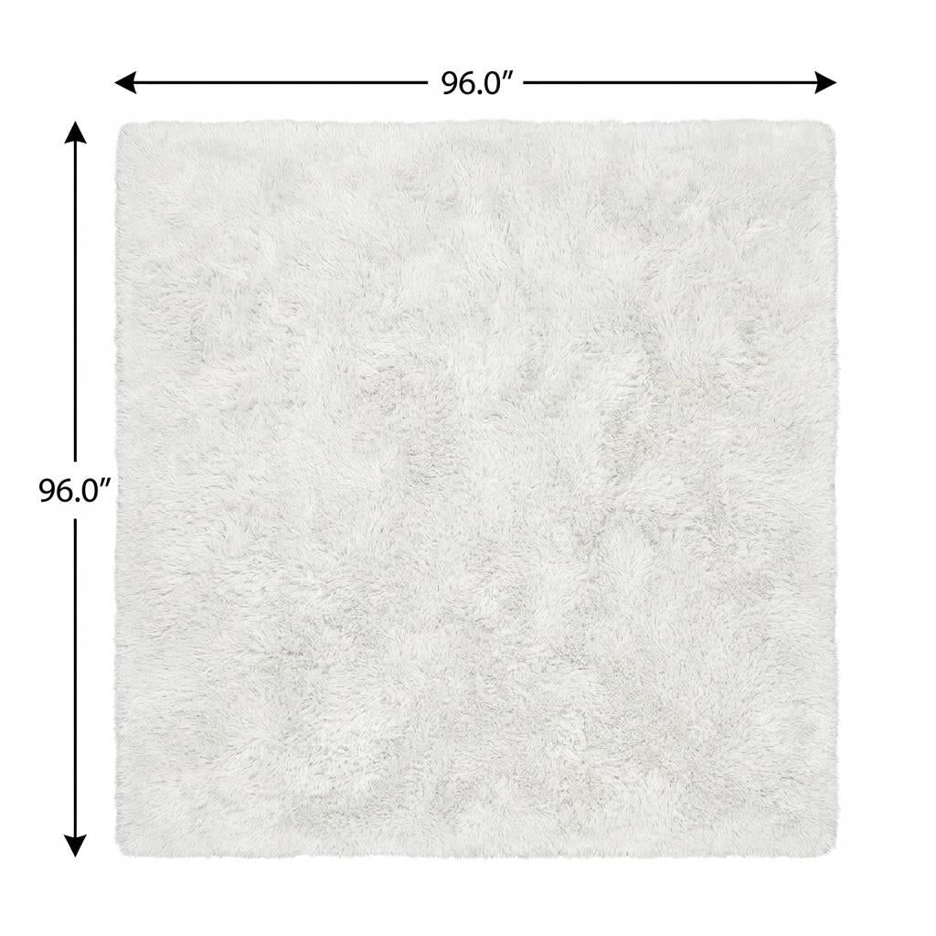 8' Gray And Ivory Geometric Shag Washable Round Rug With UV Protection - HomeRoots - Flyclothing LLC
