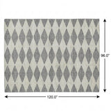 8' X 10' Gray And Ivory Geometric Shag Washable Area Rug With UV Protection - HomeRoots - Flyclothing LLC
