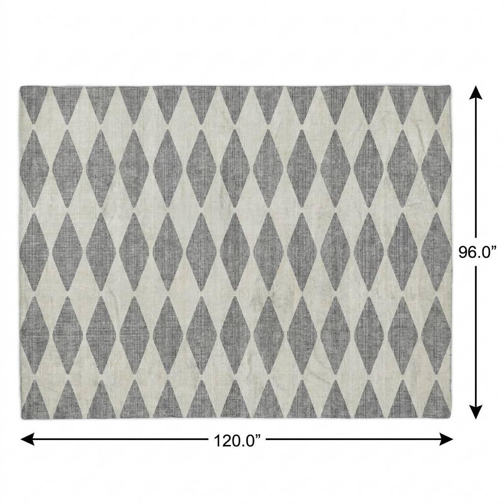 8' X 10' Gray And Ivory Geometric Shag Washable Area Rug With UV Protection - HomeRoots - Flyclothing LLC