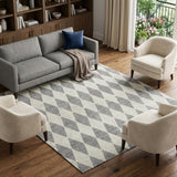 9' X 12' Gray And Ivory Geometric Shag Washable Area Rug With UV Protection - HomeRoots - Flyclothing LLC