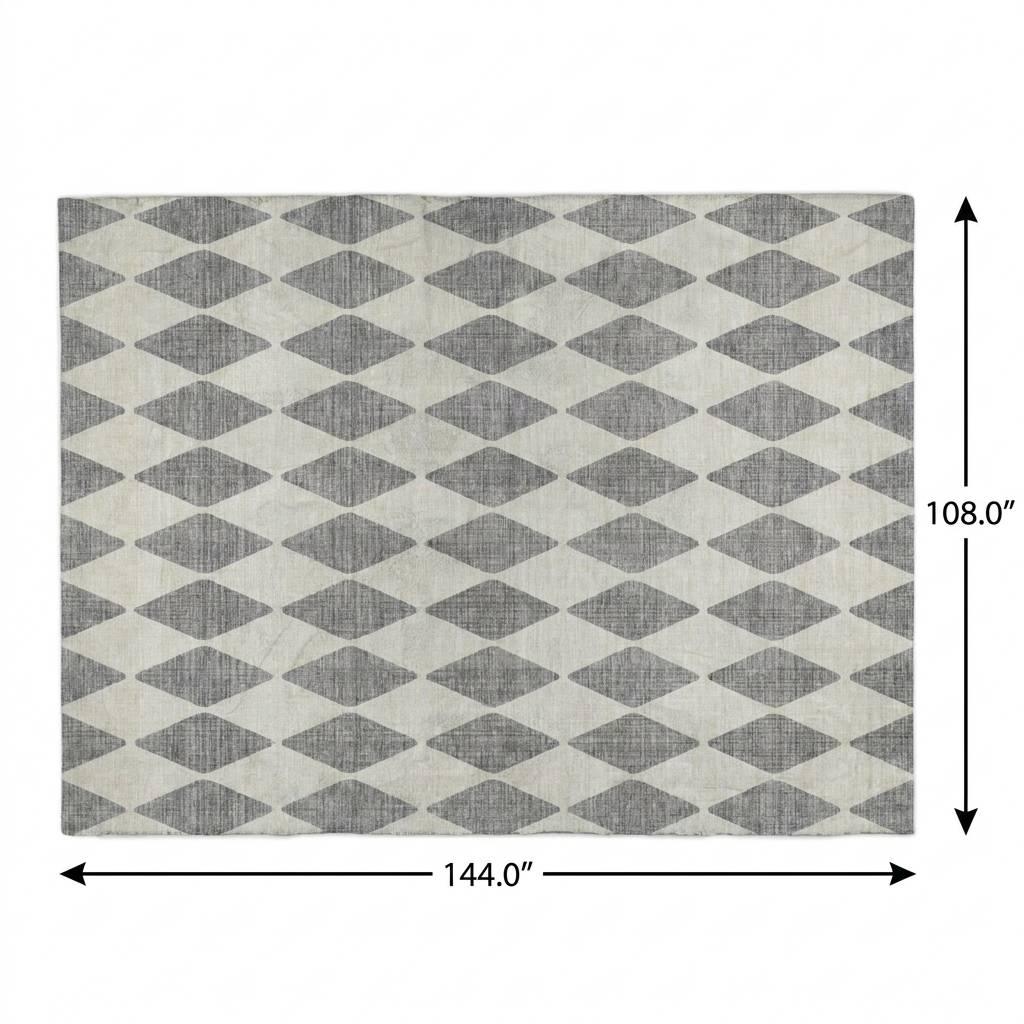 9' X 12' Gray And Ivory Geometric Shag Washable Area Rug With UV Protection - HomeRoots - Flyclothing LLC
