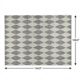 9' X 12' Gray And Ivory Geometric Shag Washable Area Rug With UV Protection - HomeRoots - Flyclothing LLC