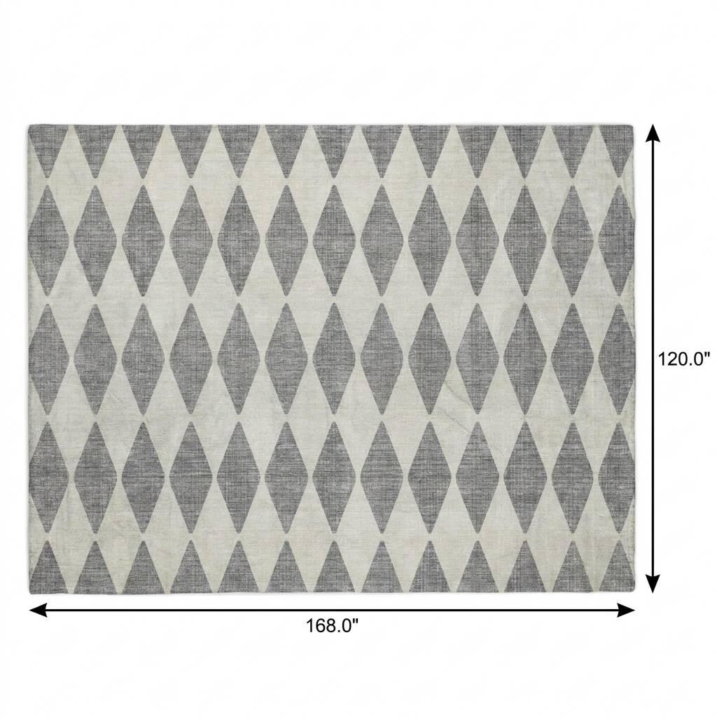 10' X 14' Gray And Ivory Geometric Shag Washable Area Rug With UV Protection - HomeRoots - Flyclothing LLC