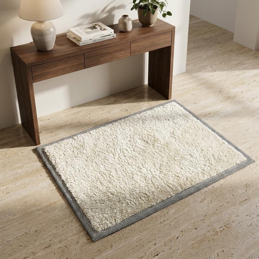 3' X 5' Ivory And Beige Geometric Shag Washable Area Rug With UV Protection - HomeRoots - Flyclothing LLC