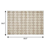 3' X 5' Ivory And Beige Geometric Shag Washable Area Rug With UV Protection - HomeRoots - Flyclothing LLC