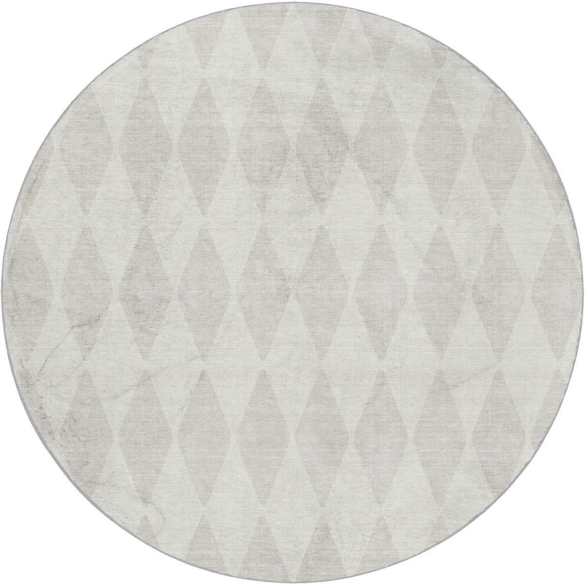 8' Ivory And Beige Geometric Shag Washable Round Rug With UV Protection - HomeRoots - Flyclothing LLC
