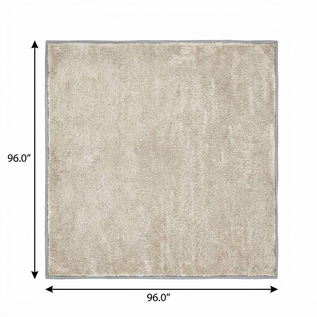 8' Ivory And Beige Geometric Shag Washable Round Rug With UV Protection - HomeRoots - Flyclothing LLC