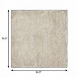 8' Ivory And Beige Geometric Shag Washable Round Rug With UV Protection - HomeRoots - Flyclothing LLC