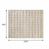 8' X 10' Ivory And Beige Geometric Shag Washable Area Rug With UV Protection - HomeRoots - Flyclothing LLC