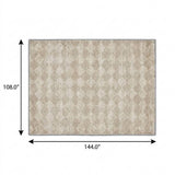 9' X 12' Ivory And Beige Geometric Shag Washable Area Rug With UV Protection - HomeRoots - Flyclothing LLC