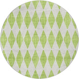 8' Lime Green And Ivory Geometric Shag Washable Round Rug With UV Protection - HomeRoots - Flyclothing LLC