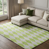 8' X 10' Lime Green And Ivory Geometric Shag Washable Area Rug With UV Protection - HomeRoots - Flyclothing LLC