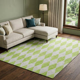 9' X 12' Lime Green And Ivory Geometric Shag Washable Area Rug With UV Protection - HomeRoots - Flyclothing LLC