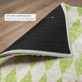 9' X 12' Lime Green And Ivory Geometric Shag Washable Area Rug With UV Protection - HomeRoots - Flyclothing LLC