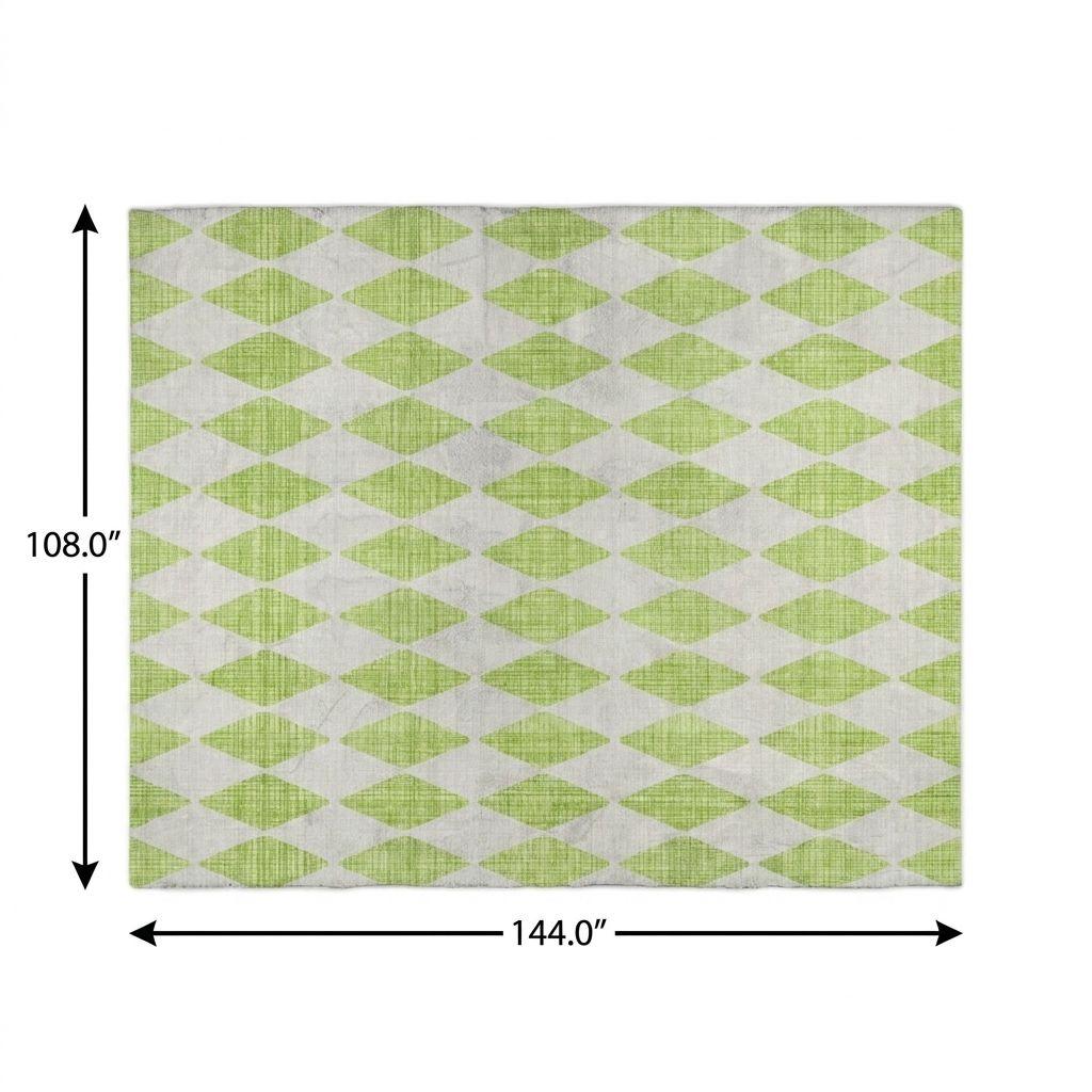 9' X 12' Lime Green And Ivory Geometric Shag Washable Area Rug With UV Protection - HomeRoots - Flyclothing LLC