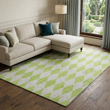 10' X 14' Lime Green And Ivory Geometric Shag Washable Area Rug With UV Protection - HomeRoots - Flyclothing LLC