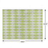 10' X 14' Lime Green And Ivory Geometric Shag Washable Area Rug With UV Protection - HomeRoots - Flyclothing LLC
