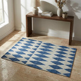 3' X 5' Navy Blue And Ivory Geometric Shag Washable Area Rug With UV Protection - HomeRoots - Flyclothing LLC