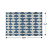 3' X 5' Navy Blue And Ivory Geometric Shag Washable Area Rug With UV Protection - HomeRoots - Flyclothing LLC