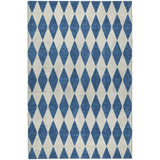 5' X 8' Navy Blue And Ivory Geometric Shag Washable Area Rug With UV Protection
