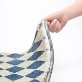 5' X 8' Navy Blue And Ivory Geometric Shag Washable Area Rug With UV Protection