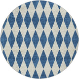 8' Navy Blue And Ivory Geometric Shag Washable Round Rug With UV Protection - HomeRoots - Flyclothing LLC