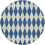 8' Navy Blue And Ivory Geometric Shag Washable Round Rug With UV Protection - HomeRoots - Flyclothing LLC