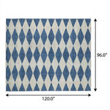 8' X 10' Navy Blue And Ivory Geometric Shag Washable Area Rug With UV Protection - HomeRoots - Flyclothing LLC