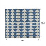 9' X 12' Navy Blue And Ivory Geometric Shag Washable Area Rug With UV Protection - HomeRoots - Flyclothing LLC
