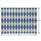 10' X 14' Navy Blue And Ivory Geometric Shag Washable Area Rug With UV Protection - HomeRoots - Flyclothing LLC