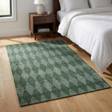 3' X 5' Olive Green And Charcoal Geometric Shag Washable Area Rug With UV Protection - HomeRoots - Flyclothing LLC