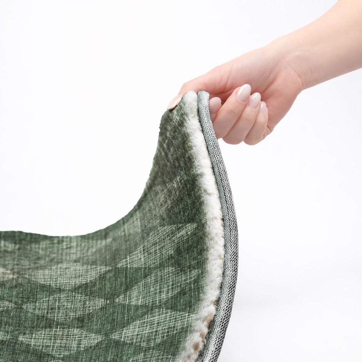 3' X 5' Olive Green And Charcoal Geometric Shag Washable Area Rug With UV Protection - HomeRoots - Flyclothing LLC