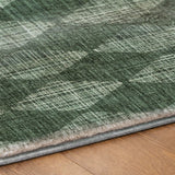 3' X 5' Olive Green And Charcoal Geometric Shag Washable Area Rug With UV Protection - HomeRoots - Flyclothing LLC