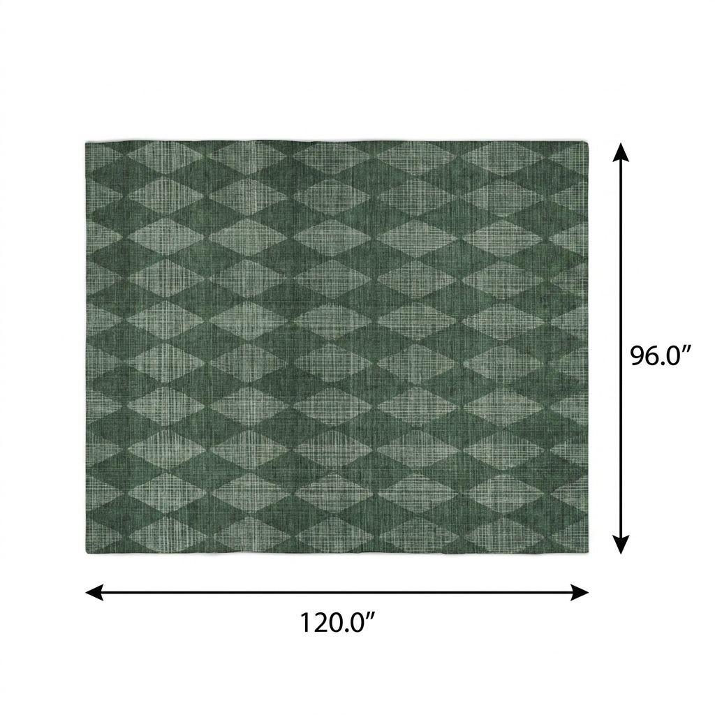8' X 10' Olive Green And Charcoal Geometric Shag Washable Area Rug With UV Protection - HomeRoots - Flyclothing LLC