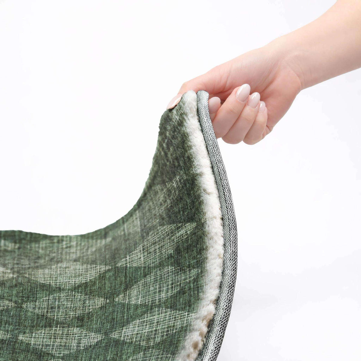 10' X 14' Olive Green And Charcoal Geometric Shag Washable Area Rug With UV Protection - HomeRoots - Flyclothing LLC