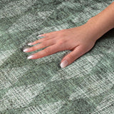10' X 14' Olive Green And Charcoal Geometric Shag Washable Area Rug With UV Protection - HomeRoots - Flyclothing LLC