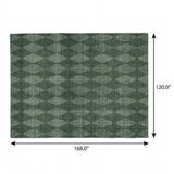 10' X 14' Olive Green And Charcoal Geometric Shag Washable Area Rug With UV Protection - HomeRoots - Flyclothing LLC