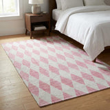3' X 5' Pink And Ivory Geometric Shag Washable Area Rug With UV Protection - HomeRoots - Flyclothing LLC