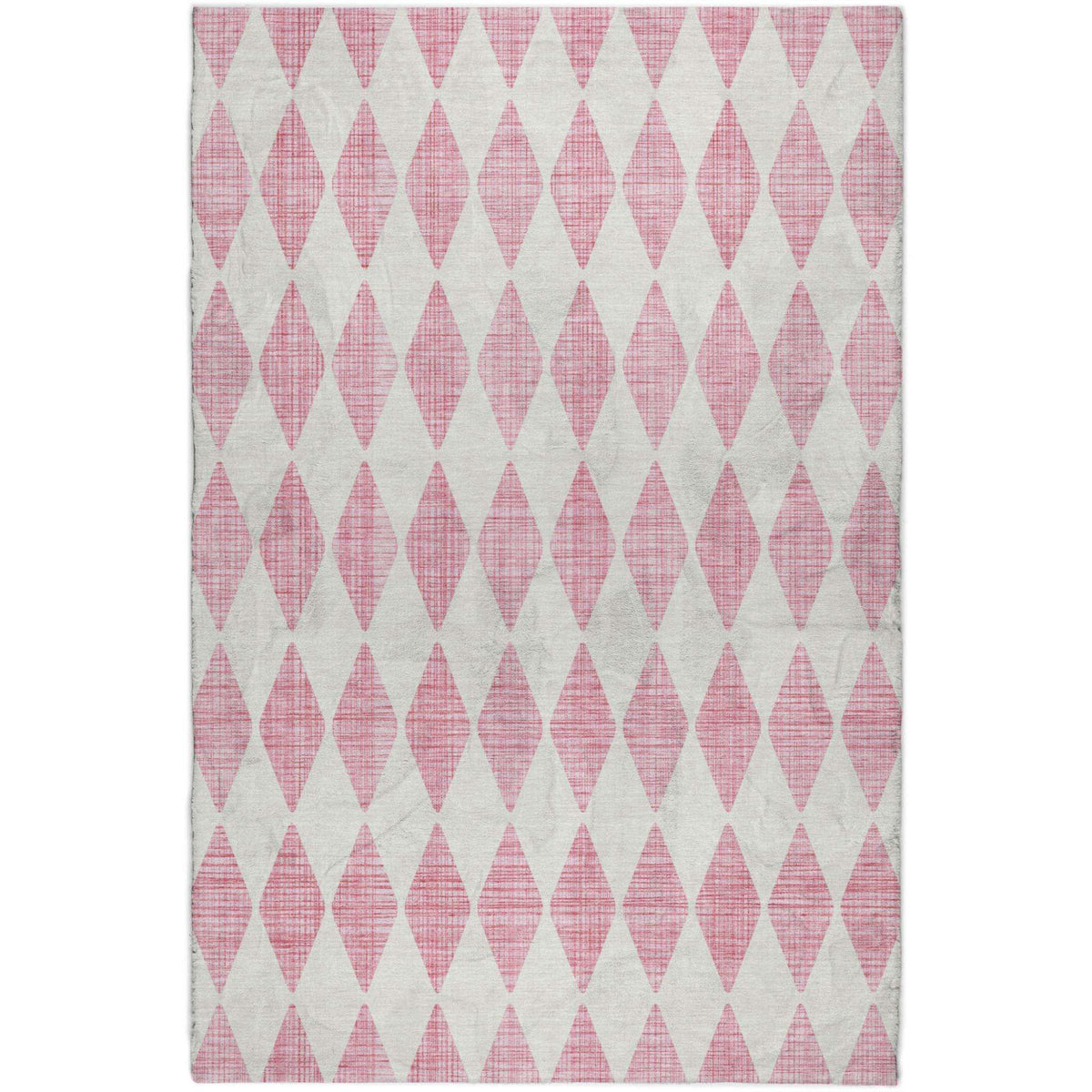 3' X 5' Pink And Ivory Geometric Shag Washable Area Rug With UV Protection - HomeRoots - Flyclothing LLC