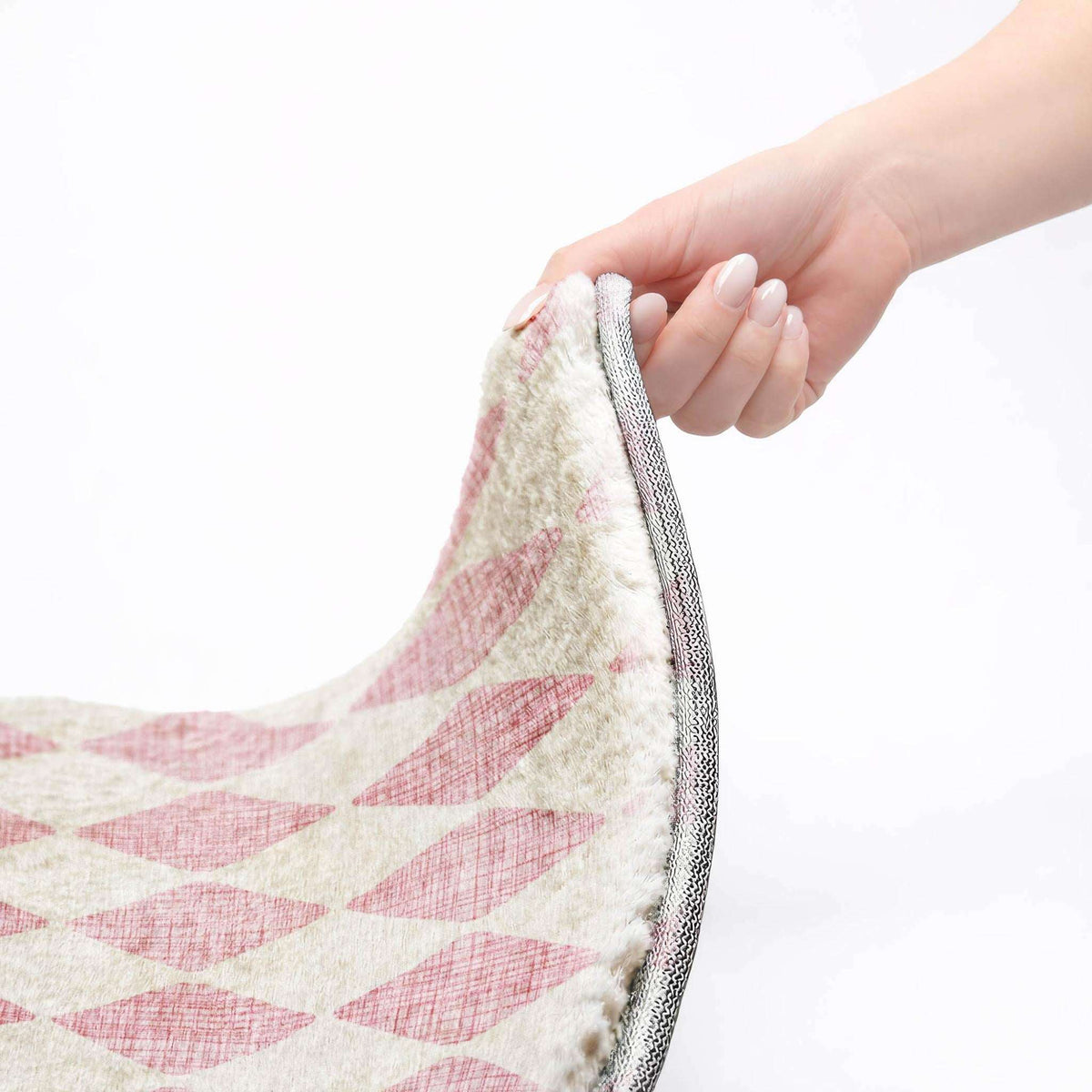 3' X 5' Pink And Ivory Geometric Shag Washable Area Rug With UV Protection - HomeRoots - Flyclothing LLC
