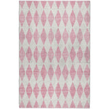 8' X 10' Pink And Ivory Geometric Shag Washable Area Rug With UV Protection - HomeRoots - Flyclothing LLC