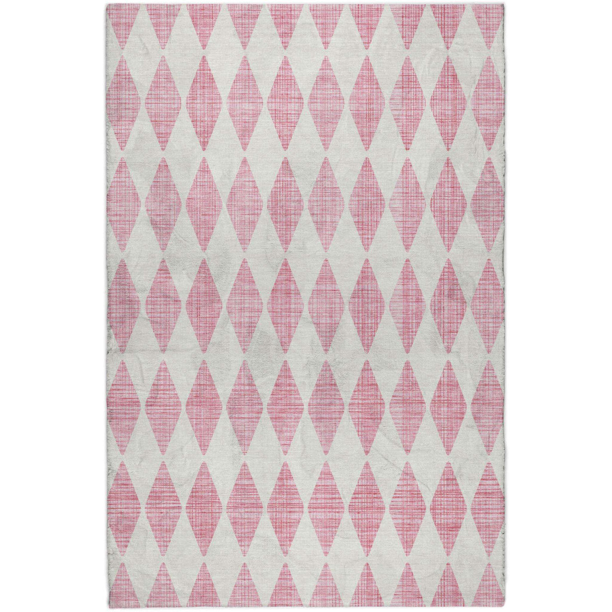 8' X 10' Pink And Ivory Geometric Shag Washable Area Rug With UV Protection - HomeRoots - Flyclothing LLC