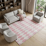 9' X 12' Pink And Ivory Geometric Shag Washable Area Rug With UV Protection - HomeRoots - Flyclothing LLC